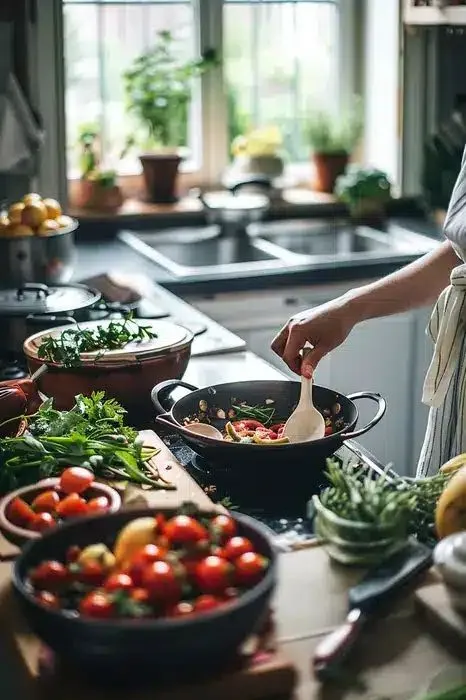 Balanced meal components displayed in organized sections